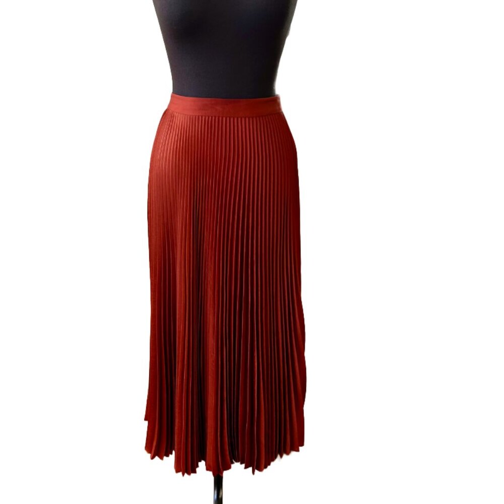 NWT A.L.C. Vintage Satin Bobby Skirt - Luxury Pleated Maxi-Copper- Size 10 - Picture 2 of 11